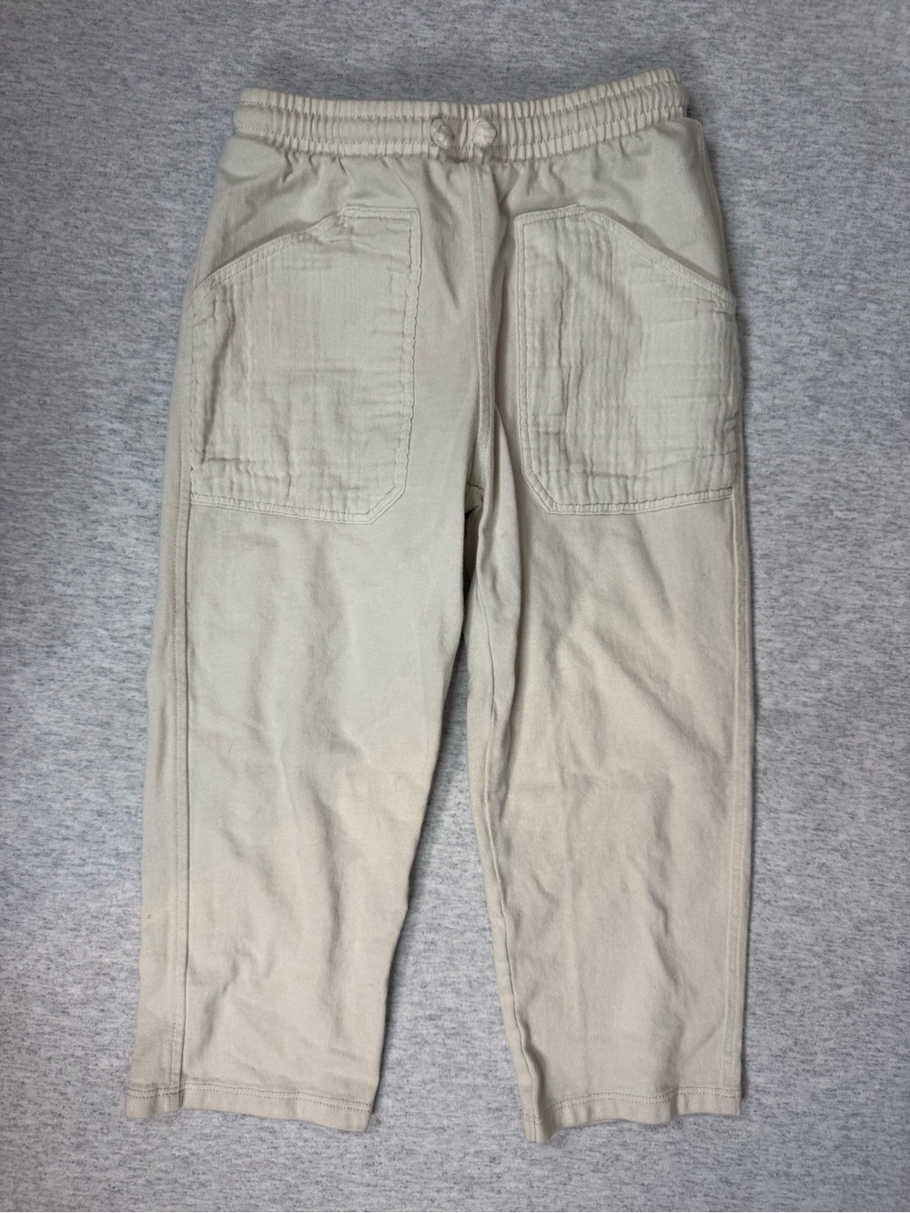 ZARA Kids Baggy Cotton Pants Light Beige - Size 5Y
